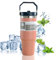 mebiusyhc Stainless Steel Tumbler with Straw, Reusable Cup with Straw Leakproof Flip,Stainless Steel Thermal Mug for Home, Travel, Office or Car