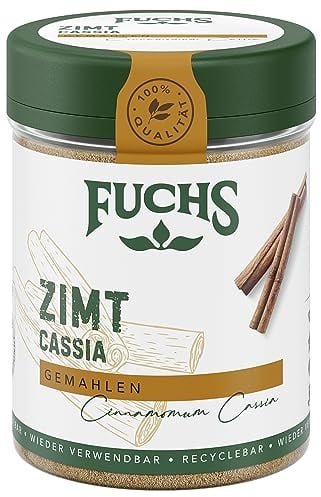 Fuchs Gewürze - Zimt Cassia gemahlen - zum Würzen von Backwaren, Süßspeisen oder Tees - natürliche Zutaten - 45 g in wiederverwendbarer, recyclebarer Dose