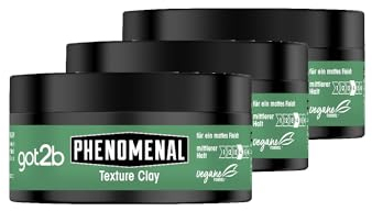 got2b Schwarzkopf Phenomenal Texture Clay Halt 5 (3x 100 ml), Haarwax für Männer verleiht einen phenomenalen, matten Barbershop Style, für kürzeres Haar geeignet, vegane Formel