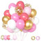Palloncini rosa, bianco, oro, con coriandoli, set di 50 palloncini a elio, 30 cm, con 2 rotoli di nastro rosa, oro, per compleanni, anniversari, feste, lauree