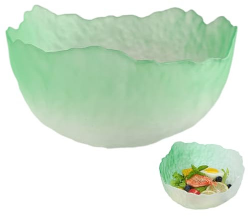 Happyyami Medium Gradient Green Glass Salad Bowl Set Decorative Household Fruit Serving Bowls for Desserts and Snacks Versatile Kitchen Tableware for Entertaining