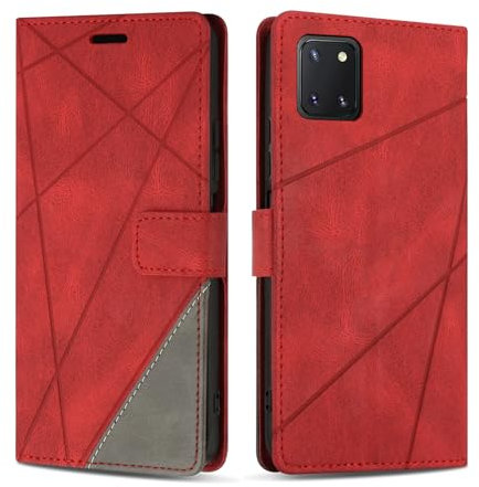 SONWO Handyhülle für Samsung Galaxy Note 10 Lite Hülle, Premium PU Leder Handyhülle Wallet Silikon Schutzhülle Klapphülle für Samsung Note 10 Lite, Rot