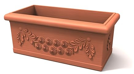 Kloris VASO fioriera rettangolare Festonato 80 resina colore terracotta polietilene design classico da esterno 45 litri cm 80x40 altezza cm 34 Made in Italy