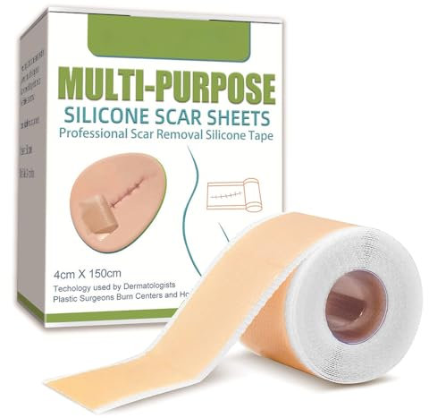 Cerotti Silicone Cicatrici, 4X150 CM Cerotto Silicone per Cicatrici, Tagliabile e Riutilizzabile, per Migliorare la Consistenza e il Colore Delle Cicatrici, Sezione Cesarea/Chirurgia/Keloidi