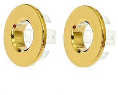 JZK 2x Remplacement doré cuivre métal anneau trop-plein lavabo salle de bain anneau débordement d'évier couverture rond bouchon pour trou de trop-plein de bassin pour cuisine lavabo garniture
