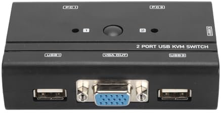 Computer VGA USB KVM Switch, Auto Detect Output VGA USB KVM Switch with 2 USB VGA KVM Cables for Keyboard