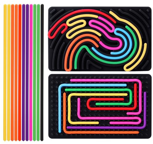 Sensory Activity Board Silicone Sensory Fidget Board Stress Anxiety Relief Fidget Boards Motor Skills Boards for Hands-On Learning (Black)