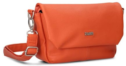 Zwei Damen Handtasche Mademoiselle.M M40 kleine Umhängetasche 1 Liter breite Crossbody-Bag mit Magnetklappe & Reißverschluss klassisch-elegant (papaya)