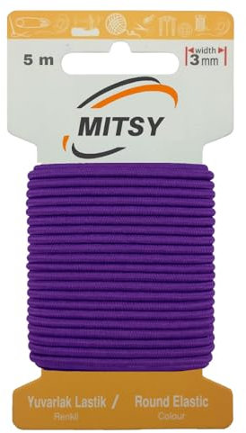 MITSY Reißfeste Rund Gummiband Gummikordel Gummibänder zum Nähen Breit 3 mm 5 m Lila Rundgummi Gummilitze für Hosengummi Haushalt DIY Handwerk Stoffe zum Nahen