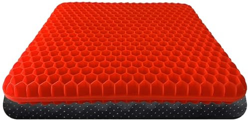 Chair Cushions,Car Seat Cushion,Honeycomb Gel wheelchair Cushion for Driving,Airplane,Travel,Orthopedic,Coccyx,Office,Desk,Pressure Sore,Stadium,Computer Gaming Chair,Tailbone Pain,Sciatica (Red)