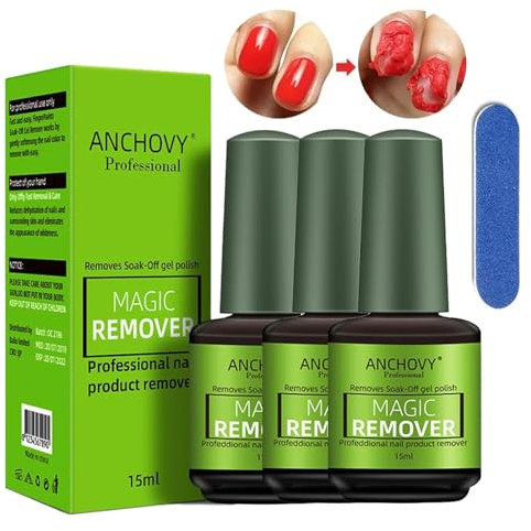 Anchovy Magic Remover Gel Polish, Gel Nail Polish Remover, 15ml Easily & Quickly Removes Soak-Off Gel Polish, Professional Magic Gel Remover For Nails - Don't Hurt Nails