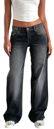 Yassiglia Women's Baggy Jeans Y2K Low Rise Wide Leg Jeans Boyfriend Jeans for Women Casual Baggy Trousers with Pocket
