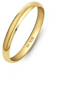 Amberta Damen Hochzeitsringe Silber 925 aus Vergoldet | Hochzeitsring Herren Silber | Ring Vergoldet Damen | Hochzeit Ringe Gold: Ring Damen Silber Ringgröße 60.2