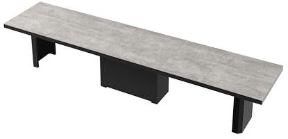 Design Esstisch HE-444 Beton/Schwarz Hochglanz ausziehbar XXL 160 cm bis 412 cm Esszimmertisch für 16 Personen Kitchentable Funktionstisch Ausziehtisch Esszimmer Tisch Esszimmermöbel