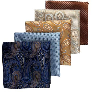 Yamoloz Herren Einstecktuch, weiches Einstecktuch, Taschentücher, Stil 2, 5 Stück, Mehrfarbig, S, Formal, für modische, formelle Anlässe