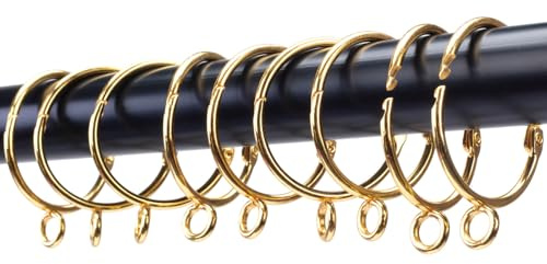 Openable Curtain Rings with Eyelets,3inch Heavy Duty Rustproof Metal Drapery Rings,Shower Curtain Rings 24pcs Gold Zocang