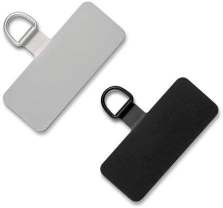 CHUQING Handy Lanyard Patch Handyband Universale Phone Lanyard Pads Handykette Universalpads,2 Stück,Silber-Schwarz