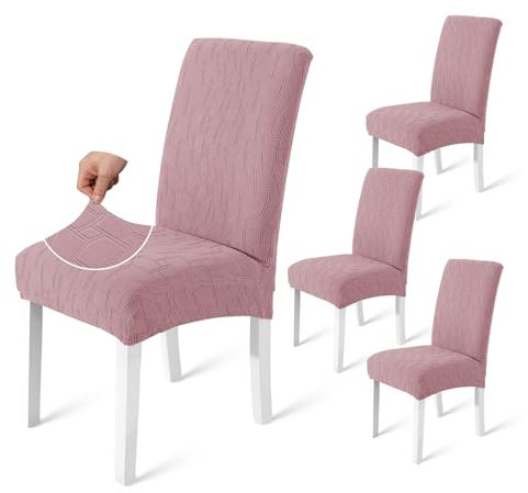 Ystyle Housse de Chaise Extensible 4 Pièces, Couverture Protecteur de Chaise Salle a Manger Universel Lavable Amovible Durable, Moderne Couverture pour Hotel Restaurant et Mariage, Rose