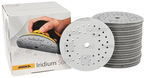 Mirka Schleifscheiben Iridium Soft Ø 125 mm P1000 Klett Multifit 20 Stück | Schaumbasiertes Schleifmittel für präzises Finish Klarlackschliff Hand- und Maschinenschliff Karosseriereparatur