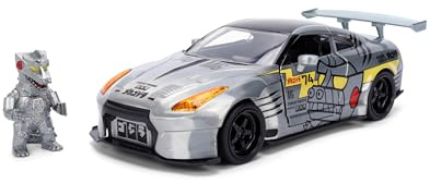Jada GODZILLA MECHAGODZILLA 2009 NISSAN GT-R W/FIG 1:24 scale model vehicle to collect, play and display, suitable for gift, party favors, Christmas and birthdays