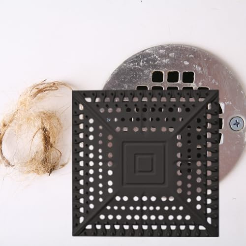 iAnomla Nero Quadrato Filtro Doccia Capelli, 5.3 13.5cm, Silicone Raccogli Capelli Doccia, Filtro per Capelli Protezione Scarico, per Bagno Vasca Cucina, Nero