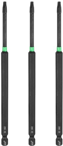 sourcing map 3pcs Square Screwdriver Bit 150mm / 1.97 Length S2 Steel SQ2 Magnetic Screwdriver Drill Bits Power Tools with 1/4 Hex Shank for Electrician Mechanic Precision Repair