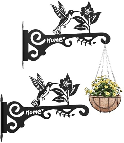 Bamworld Staffa per montaggio a parete per piante, confezione da 2 pezzi, supporto decorativo per piante da appendere a colibrì, ganci per piante resistenti per appendere piante