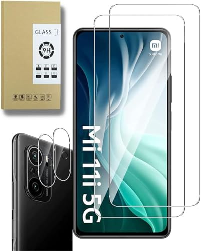 Dision Protector de Pantalla Compatible con Xiaomi Mi 11 I/Redmi K40 [2 Piezas] +Protector de Lente de Cámara [2 Piezas] [Tecnología de Defensa Múltiple]Vidrio Templado