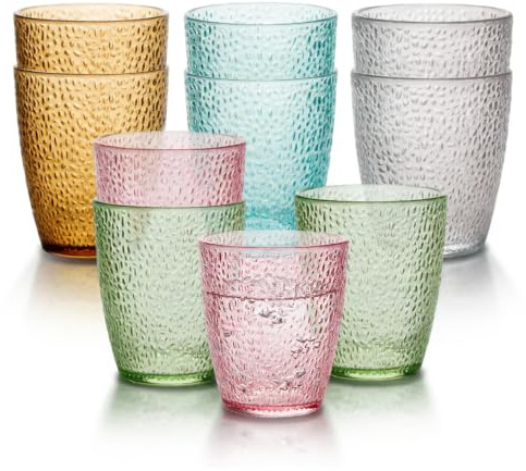 Bqkroa 10 bicchieri acrilici da 300 ml, resistenti al calore, infrangibili, bicchieri riutilizzabili, multicolore, per picnic, campeggio, spiaggia, feste, 10 pezzi