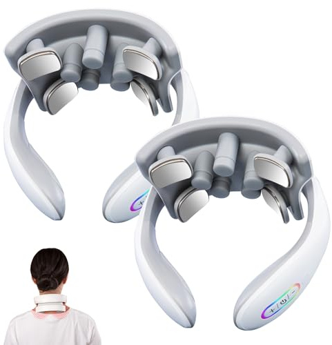 Nackenmassagegerät mit Wärme, 6 Modi & 15 Intensitätsstufen, Elektrisches Massagegerät mit Rotlicht & Vibration, Tragbarer Neck Massager für Entspannung & Schmerzlinderung (2 pcs)