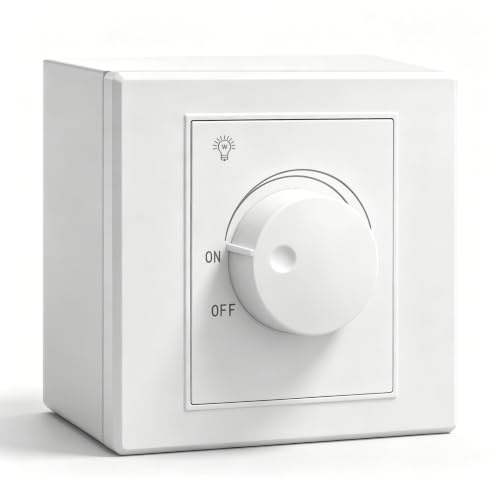 RDTOK LED Dimmer Schalter 230V, TRIAC LED Drehdimmer, Ohne Neutralleiter | Dimmer für LED Lampen, Stufenloses Dimmen, Drehregler Dimmschalter 86x86mm, Für Dimmbare LED Leuchtmittel