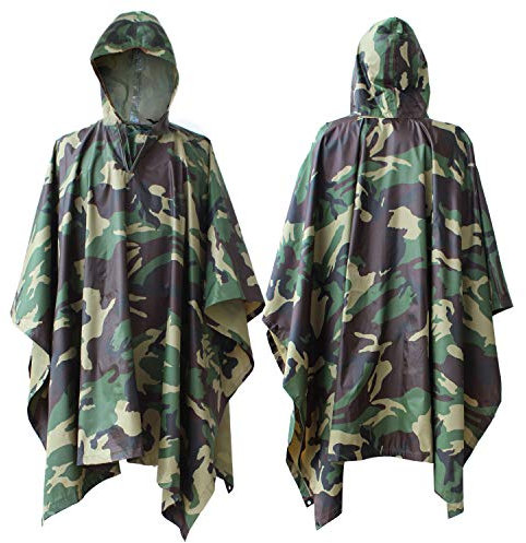 ElifeAcc Waterproof Poncho Multifunctional Rain Poncho Adult Waterproof for Outdoor Activities（Camouflage2）