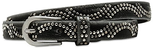 Caspar GU309 schmaler Damen Vintage Nietengürtel, Gürtelgröße:95 [für Körperumfang 94-98 cm], Farbe:schwarz