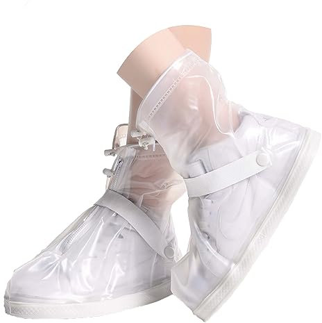 Sepikvin Cubre Zapato Impermeable, Reutilizable Suela Antideslizante Gruesa con Cremallera Fundas Zapatos, Mantiene los Zapatos Secos para Ciclismo, Pesca y Caminar en Lluvia, Nieve y Barro (S)