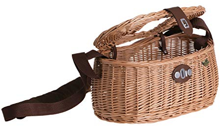 e-wicker24 Alles aus Weide Cestino da pesca in salice, cestino per pesce, cestino da pesca intrecciato, cestino per pesce con cinghia, cestino in vimini per accessori da pescatore