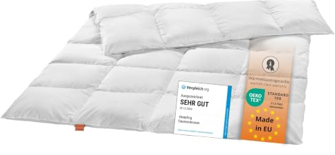 sleepling leichte Sommer Daunendecke 200x200 cm, 90% Daunen 10% Federn | Sommerdaunendecke, Sommerdecke, Sommerbettdecke, Bettdecke 200 x 200 cm, Decke, Made in EU, OEKO-TEX, Downpass, Nomite