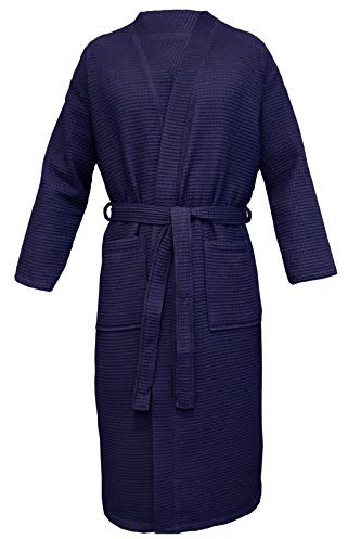 HOMELEVEL Peignoir de Bain Femme Homme - Robe de Chambre Kimono Taille S à 6XL en 100% Coton Doux et Absorbant - Sortie de Bain Texture Gaufrée Nid dAbeille pour Douche Piscine