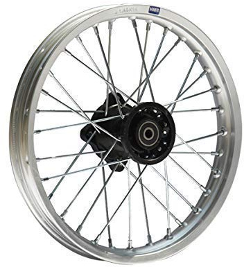 HMParts Alu Felge 14 Zoll vorne Eloxiert Typ 2 Geeignet für fast alle Modelle mit 12 mm Achse Dirt Bike, Pit Bike, XMOTOS, MotoCross (Silber)