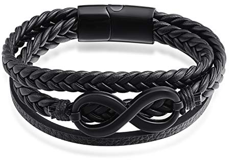 Feilok Geflochtene Leder Freundschaft Partner Armband Armbänder für Männer Damen Handgemacht Unendlichkeit Layered Magnetverschluss aus Edelstahl
