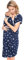 MijaCulture 3 en 1 Maternité Robe Chemise/Maternité Allaitement Coton Robe de Nuit pour accoucher 4123 (EU40 / L, Bleu Marine/étoiles)