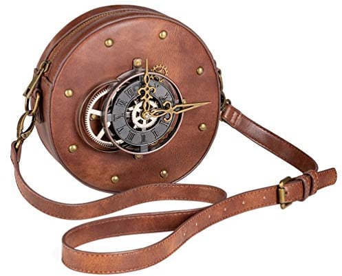 VALICLUD Umhängetasche Runde Steampunk Geldbörse Gothic Umhängetasche Kreis Punk Rock Geldbörsen für Frauen