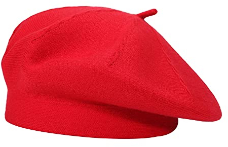 ZLYC Damen Baskenmütze Klassische Französischen Barett Einfarbig Warm Beret (Twist Rot),Einheitsgröße