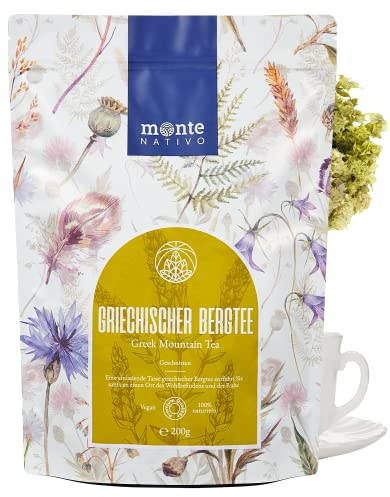 Griechischer Bergtee Monte Nativo (200g) - Greek Mountain Tea | Stimulierend und gesunder Sideritis Scardica - Immunsystem stärken - ohne Zusatzstoffe - Aromatischer Kräutertee lose