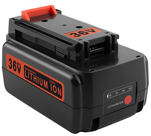 GOOALITY 36 V 2,5 Ah Lithium-Ersatzakku Kompatibel mit Black+Decker 36V Akku LBX2040 LBX36 LBXR36 LBXR2036 Kompatibel mit Black + Decker 36 Volt Akkuwerkzeugen