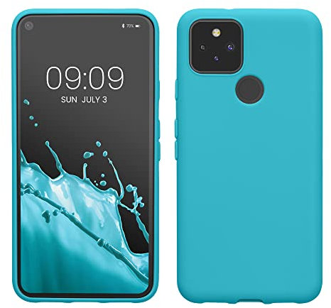 kwmobile Hülle kompatibel mit Google Pixel 5 Hülle - weiches TPU Silikon Case - Cover geeignet für kabelloses Laden - Cool Glacier