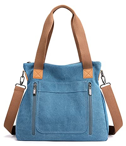 FANDARE Tela Borsa Tracolla Spalla Tote Borsa a Mano Donna Borse e Messenger per 12.9 Pollice Tablet Shopping Viaggio Partito Work Grande Pochette Crossbody Bag Blu