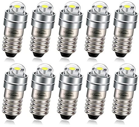 Ruiandsion E5 LED Bulb White 12V E5 E5.5 Screw Base LED Bulb Upgrade for Model Railway Lights (Pack of 10)