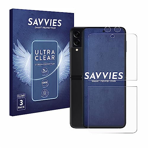 savvies Protection Ecran pour Samsung Galaxy Z Flip 3 5G (Avant+Caméra) (6 Pièces) - Film Protection Ultra Clair