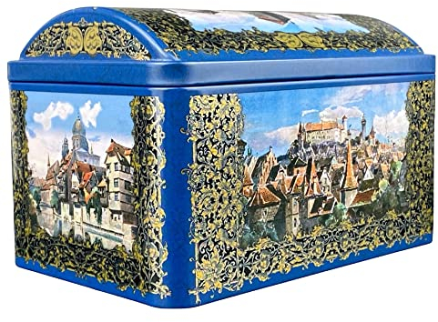 MediMuc kleine Altstadt Truhe - Dose, Gebäckdose, Geschenkdose, Vorratsdose, Aufbewahrungsdose - Truhe mittelalterliches Nürnberg - Maße: (Länge x Breite x Höhe): 16,0 x 10,6 x 10,3cm