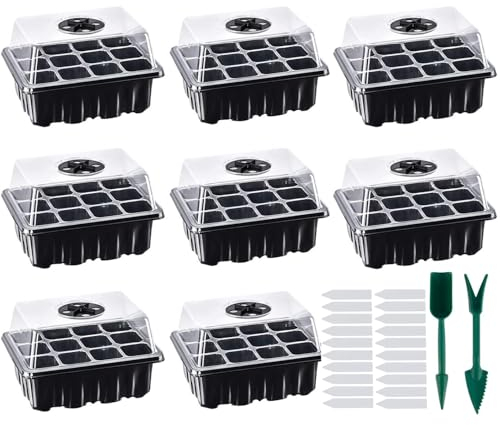 Lostwry 8 Piezas Bandejas Semilleros de Germinacion, Bandejas de Germinación para Invernaderos Semillero con Agujero para Plantas en Crecimiento, Negro